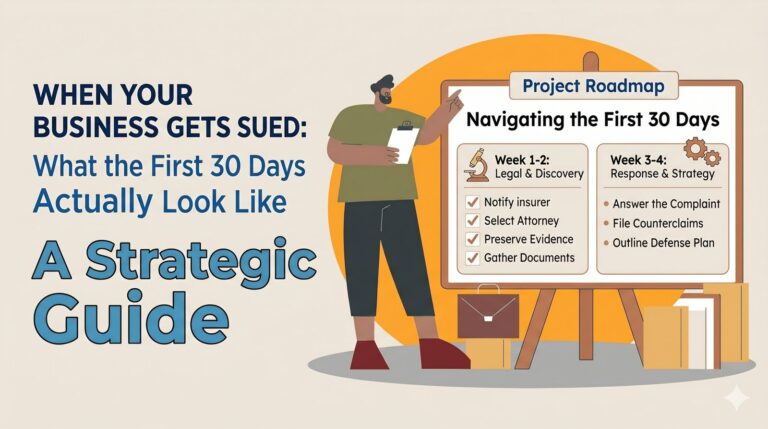 When Your Business Gets Sued: What the First 30 Days Actually Look Like