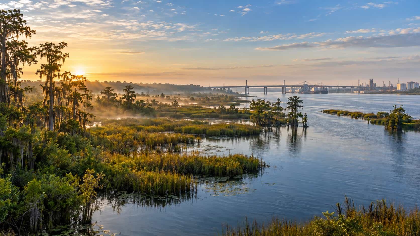 Mobile-Tensaw Delta wetlands and working river corridor in North Baldwin County